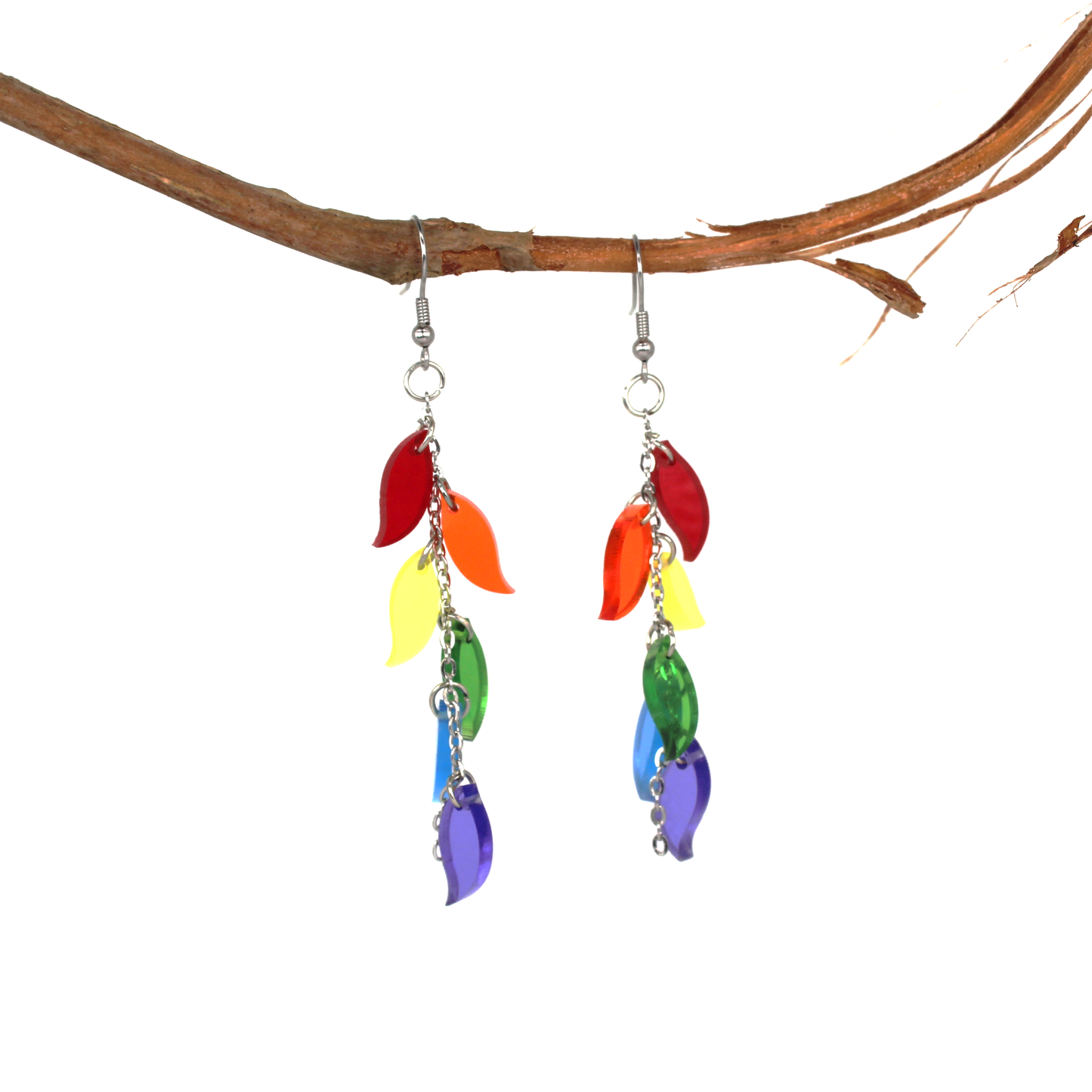 Rainbow Leaves Earrings Acrylic