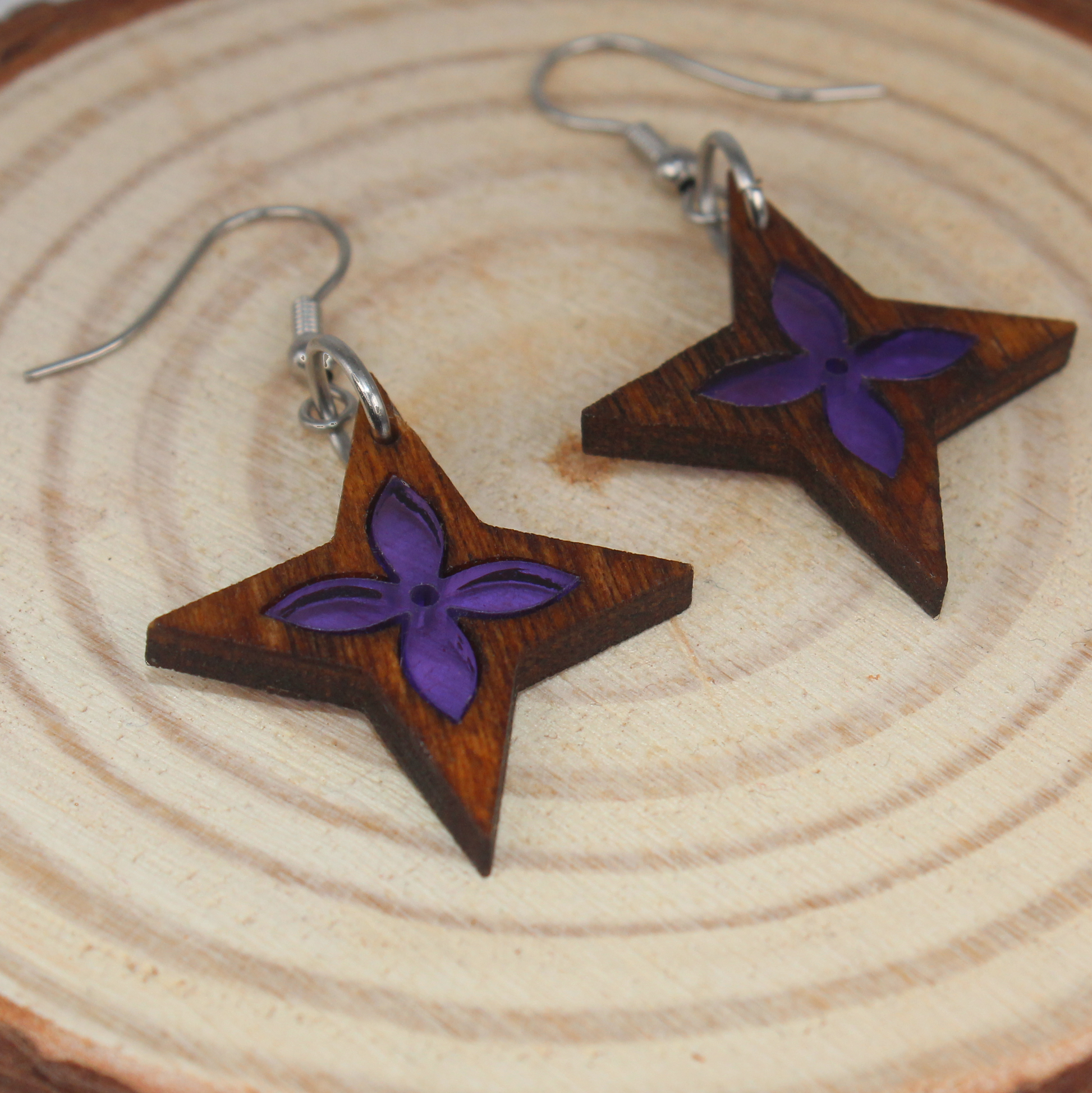Sideview of the acrylic star earrings